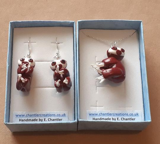 Sloth earrings and necklace